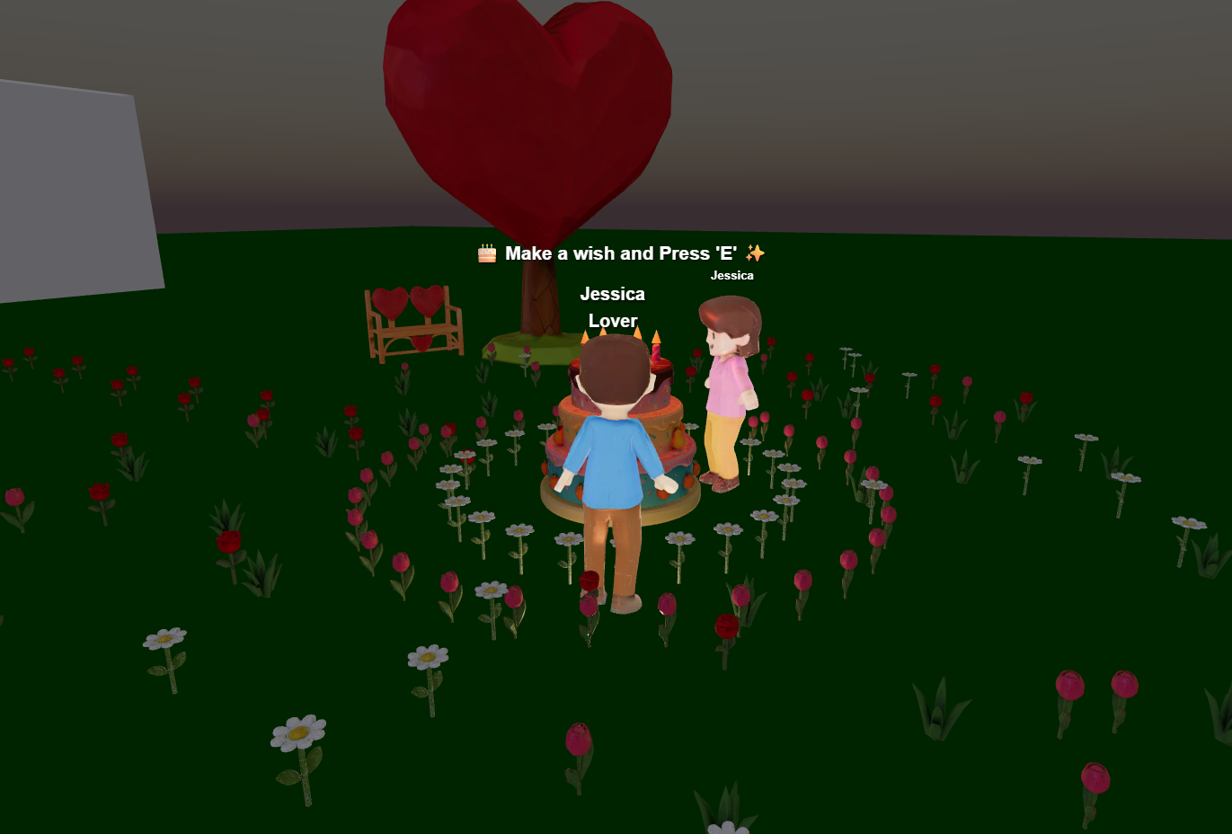 Virtual cake with candles that can be blown out together